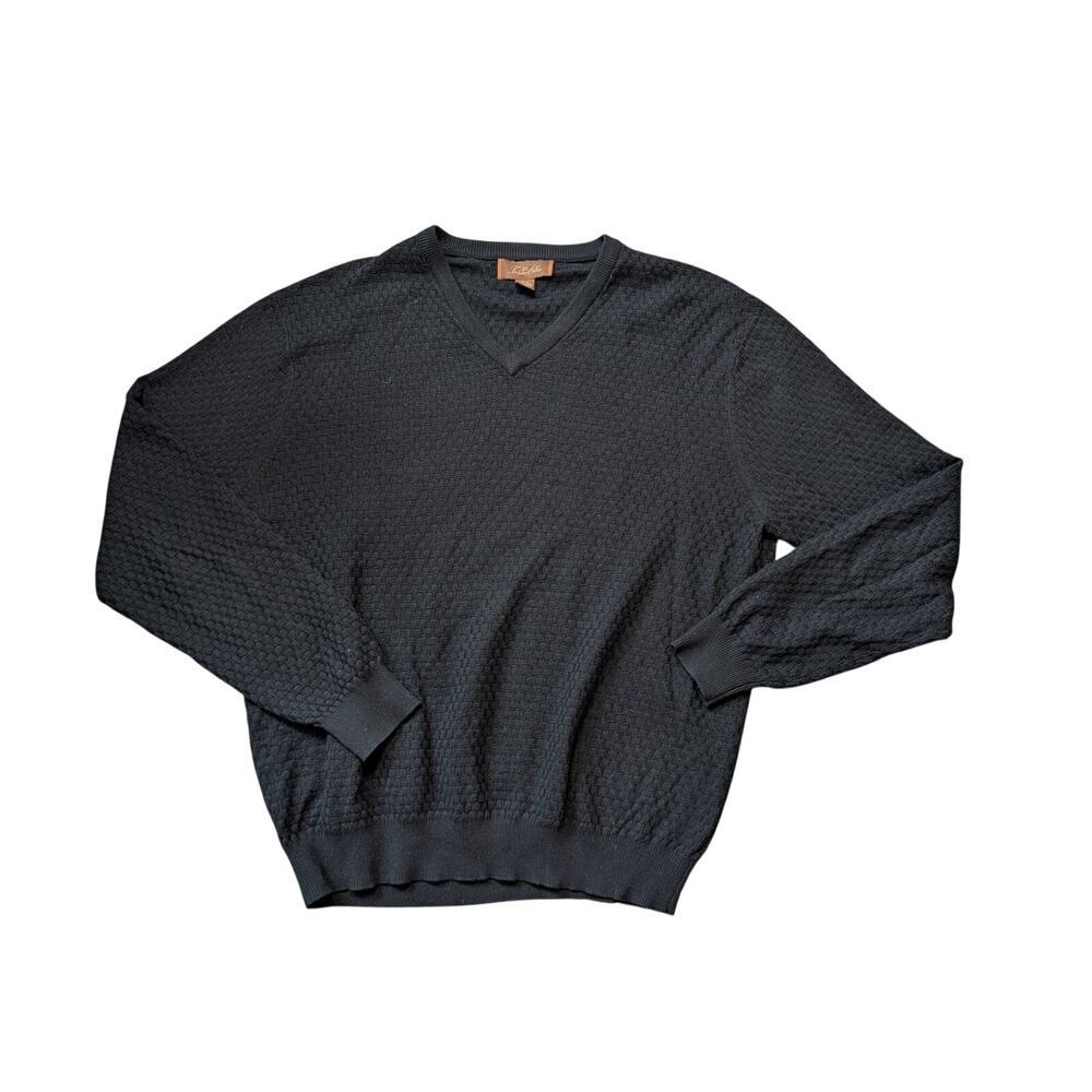 TASSO ELBA Silk & Cashmere blend V-neck sweater; SO SOFT!! LG; Black
